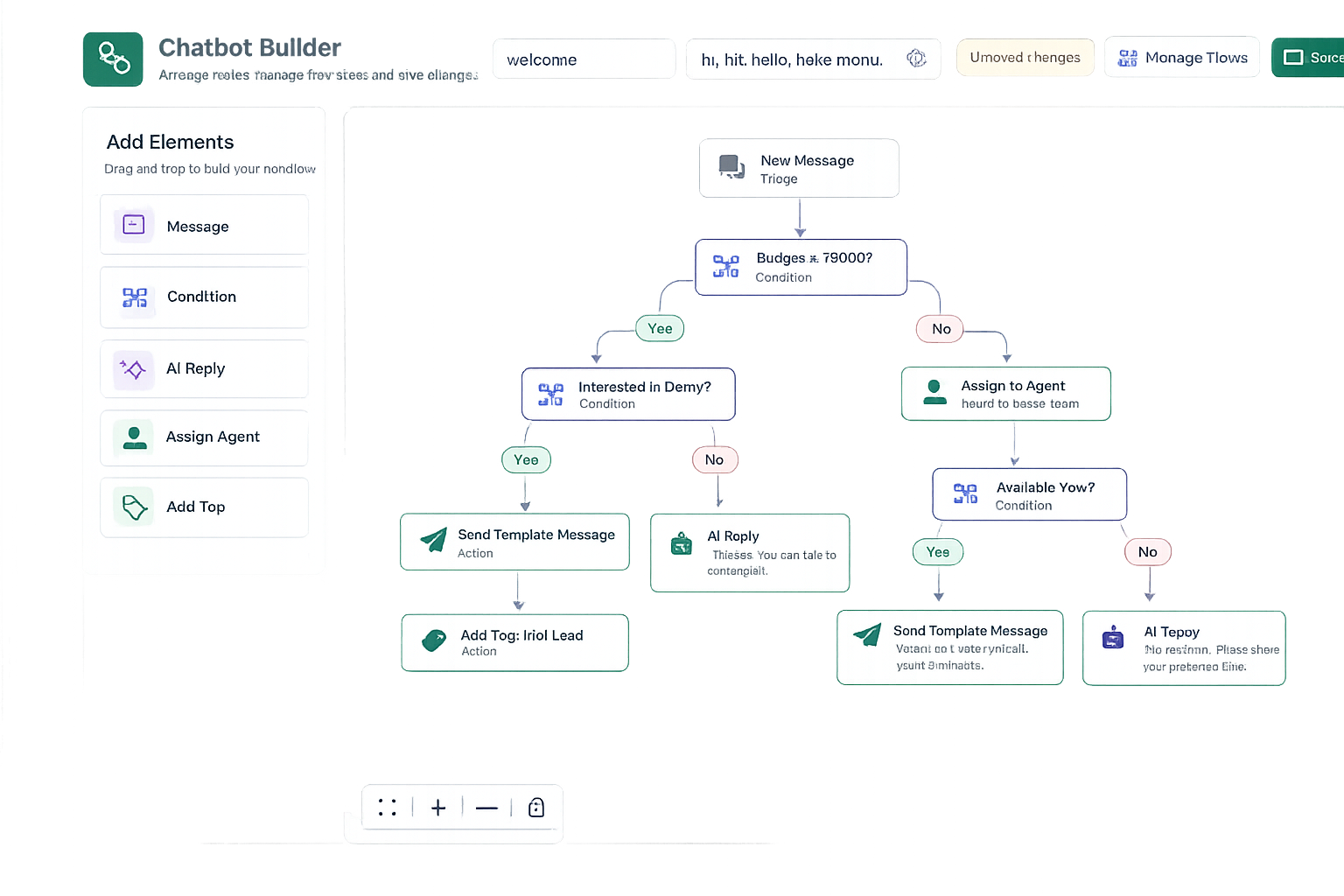 XploreByte no-code WhatsApp chatbot flow builder